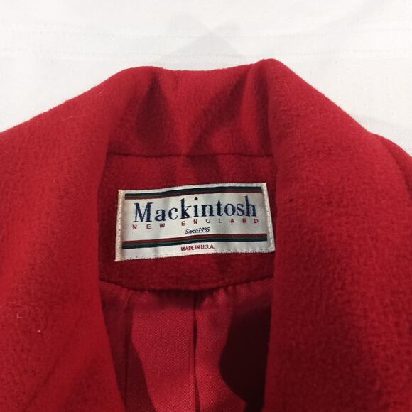 Mackintosh New England Red Wool Peacoat Made in USA Gold Button Double Breasted - Picture 4 of 6